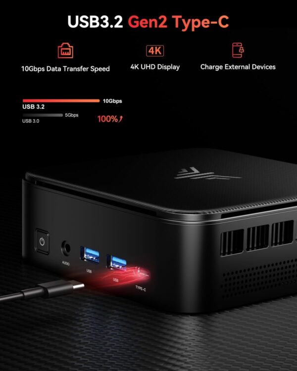 KAMRUI Mini Gaming PC, E3B 16GB RAM 512GB SSD Mini PC AMD Ryzen 5 7430U Micro Desktop Computers (Max 4.3GHz,6C/12T, Beat 5650U), Small Computer Support WiFi 6, BT5.2, Triple Display for Office Home - Image 9