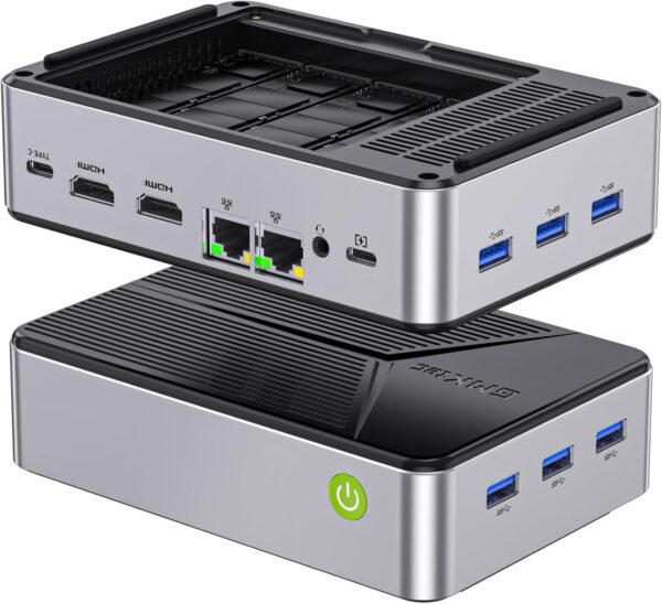 GMKtec Mini PC NAS, G9 Intel N150 Dual Boot Win Linux Desktop Computer 12GB DDR5 64GB EMMC + 1TB M.2 SSD, 4*M.2 NVMe Slots, Dual NIC 2.5GbE, USB-C/USB 3.2 10Gbps, Network Attached Storage - Image 2