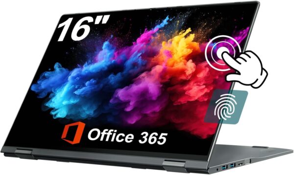 jumper 16 inch Convertible Laptop, 2 in 1 Laptop Computer with FHD 360 Degree Touchscreen, 16GB RAM 640GB Storage, Backlit Keyboard, Fingerprint Reader, 53.2WH, WiFi 6, 1 Year Office 365 - Image 2
