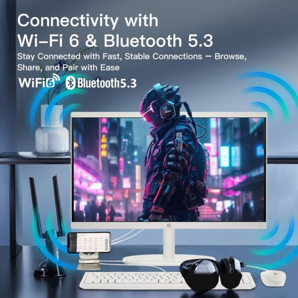 HP 21.5-inch All-in-One Desktop PC - Microsoft Office Lifetime - Free CD/DVD Drive - Wi-Fi 6 - FHD Display - 720P Webcam - Intel Celeron Dual-Core - for Everyday Study & Work Use (16GB RAM, 1TB SSD) - Image 7