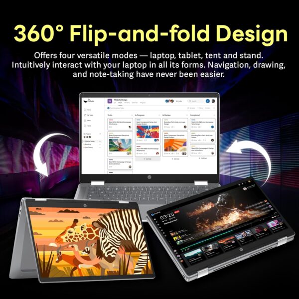 HP 14" 2-in-1 FHD Touchscreen Chromebook Plus Laptop, Intel i3-N305, 8GB LPDDR5, 416GB Storage(256GB SSD+160GB Docking Station), UHD Graphics, FHD Camera, Fast Charge, Wi-Fi 6E, Chrome OS, Silver - Image 7