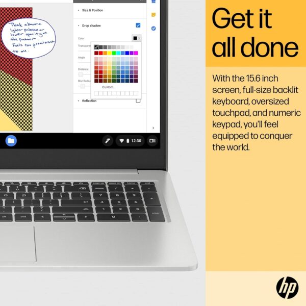 HP Chromebook 15 15.6" HD (Intel Pentium N6000, 8GB RAM, 128GB Storage (64GB eMMc + 64GB SD Card), UHD Graphics, Numeric KB) Home & Student Laptop, Anti-Glare, Webcam, Wi-Fi, Chrome OS, Silver - Image 9