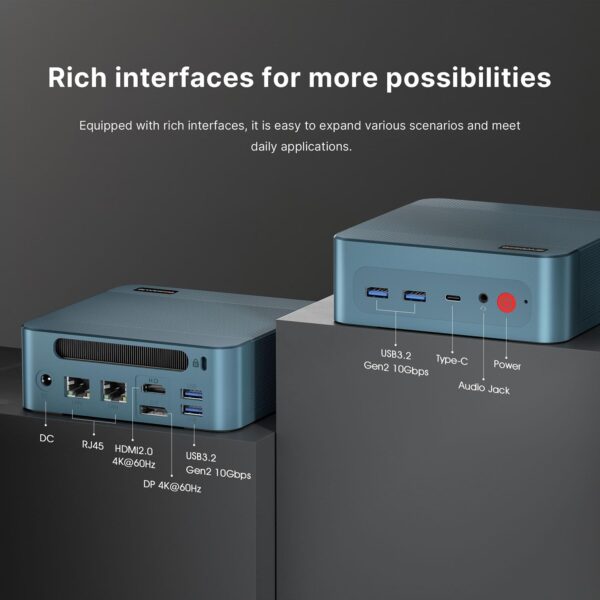 P2 Lite Mini PC, 12th Intel i5-12600H (12C/20T, up to 4.5GHz), 32GB DDR4 512GB PCIe SSD Mini Computers with HDMI+DP+TypeC Support Wi-Fi6E BT5.2, RJ45 Dual LAN - Image 8