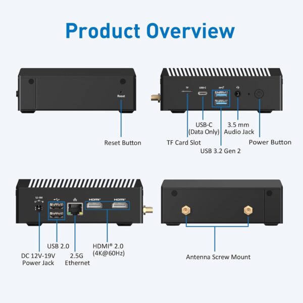 MINIX Z100-0dB Fanless Mini PC, Intel 12th Gen N100, 8GB DDR4, 256GB M.2 PCIe Gen3 x 4 NVMe SSD Windows 11 Pro Desktop Computer, 4K Dual Display/2.5G LAN/USB3.2/USB-C/Vesa Mount/Auto Power On - Image 3