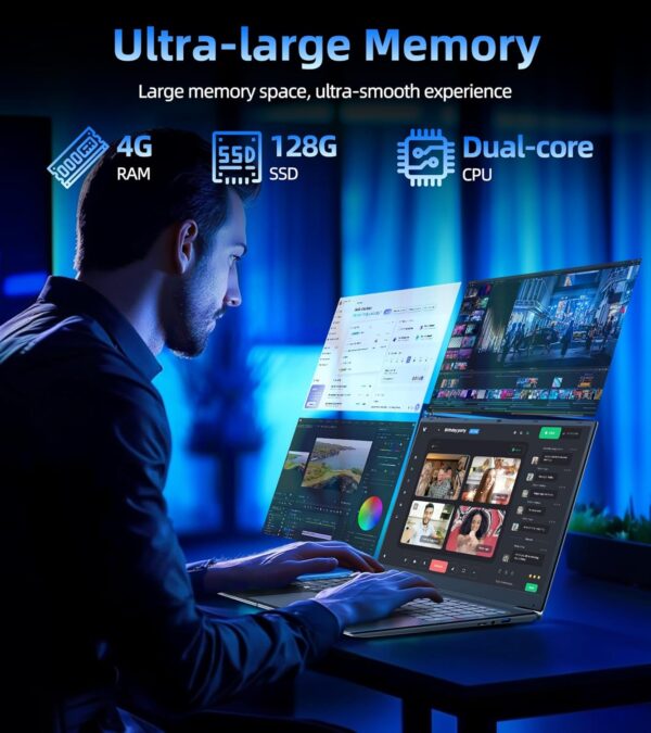 Naclud Windows 11 Laptops, 17.3 Inch Laptop Computer with Core i3 Processor, 4GB DDR3 128GB SSD(Expandable 1TB), 60800mWh Battery, FHD IPS Display, Type-C, HDMI, 5G WiFi, BT4.2, Webcam, USB3.2 - Image 5
