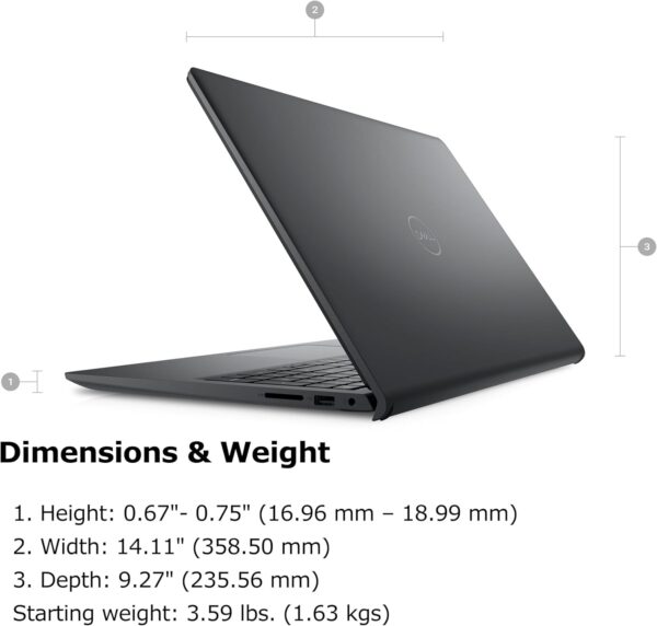 Dell Inspiron 15 15.6" Touchscreen FHD Laptop Computer, 8-Core AMD Ryzen 7 7730U (Beat i7-1365U), 32GB DDR4 RAM, 1TB PCIe SSD, WiFi, Bluetooth, Type-C, HDMI, Carbon Black, Windows 11 Pro - Image 9
