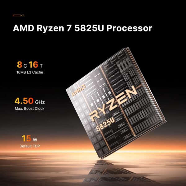 Mini PC Desktop Computers P4，AMD Ryzen 7 5825U, 32GB DDR4 RAM 1TB m.2 NVMe SSD, Dual 2.5GbE LAN Ports/WiFi 6E/BT5.2, 4K Triple Display, Dual NVMe SSD Slots Micro PC Easy for Expand - Image 3