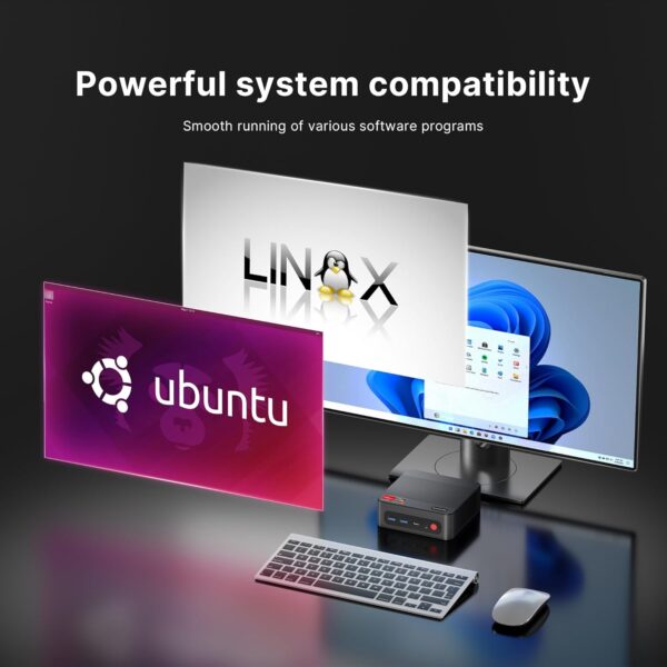 Mini PC Desktop Computers P4，AMD Ryzen 7 5825U, 32GB DDR4 RAM 1TB m.2 NVMe SSD, Dual 2.5GbE LAN Ports/WiFi 6E/BT5.2, 4K Triple Display, Dual NVMe SSD Slots Micro PC Easy for Expand - Image 5