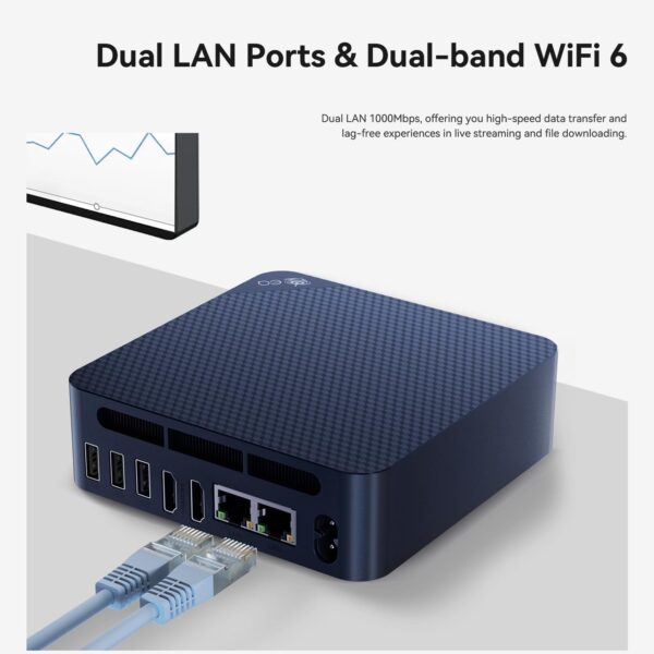 Beelink EQ14 Mini PC, Intel Twin Lake N150 (4C/4T, up to 3.6Ghz), 16GB DDR4 RAM 500GB SSD, EQ14 Mini Computer Support 4K Dual HDMI Display, WiFi6, BT5.2, Dual LAN, NAS, Low Power - Image 9