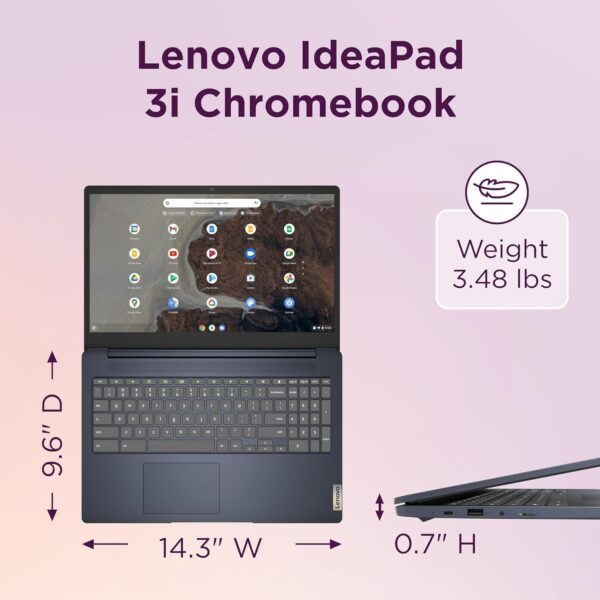 Lenovo Chromebook 15 (15.6" FHD, 8GB RAM, 128GB Storage (64GB eMMC + 64GB SD Card), 2TB Cloud Storage, Intel Celeron), Home & Student Laptop, Webcam, 10-Hr Long Battery Life, Wi-Fi 6, Chrome OS - Image 6