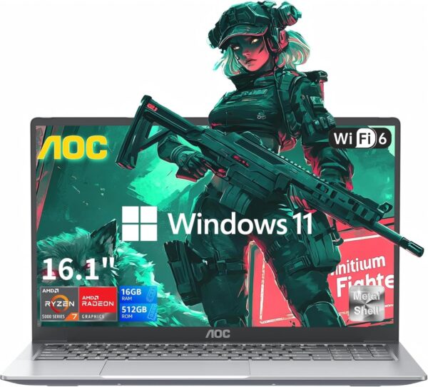 2025 16.1 Laptop Computer AMD Ryzen 7 5700U (8C/16T, Up to 4.3GHz) Radeon RX Vega 8 Graphics Laptop 16GB RAM 512GB NVMe SSD, Windows 11, FHD Display, WiFi 6, 53Wh Battery, HDMI, Webcam, Backlit KB - Image 2