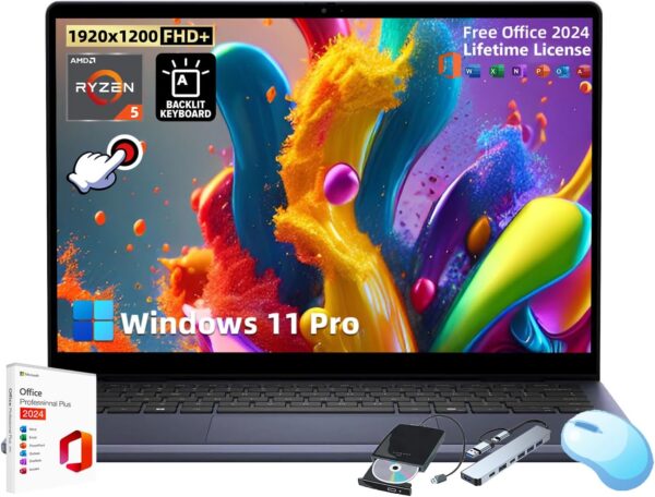 Dell Inspiron 14 2-in-1 Touchscreen Laptop - with Office 2024 Lifetime, 14" FHD+ Display, AMD Ryzen 5 8640HS CPU, Backlit Keyboard, Fingerprint, Win 11 Pro (32GB DDR5 RAM | 1TB SSD) - Image 2