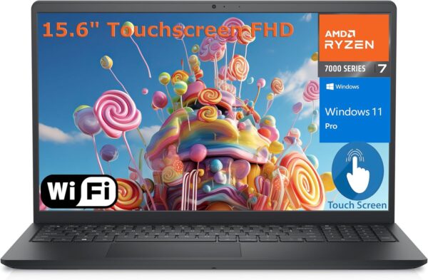 Dell Inspiron 15 15.6" Touchscreen FHD Laptop Computer, 8-Core AMD Ryzen 7 7730U (Beat i7-1365U), 32GB DDR4 RAM, 1TB PCIe SSD, WiFi, Bluetooth, Type-C, HDMI, Carbon Black, Windows 11 Pro - Image 2