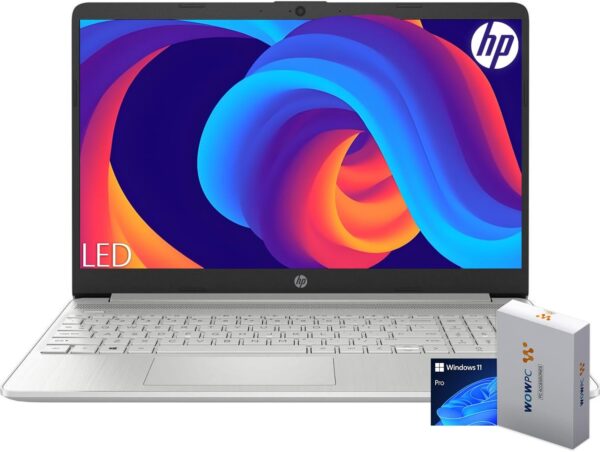 HP 15 Laptop for Home or Work, Intel Celeron N4120 Processor, 15.6" HD LED Display, 16GB RAM, 256GB SSD, SD Card Reader, HDMI, Webcam, WiFi, Bluetooth, Windows 11 Pro, WOWPC Recovery USB - Image 2