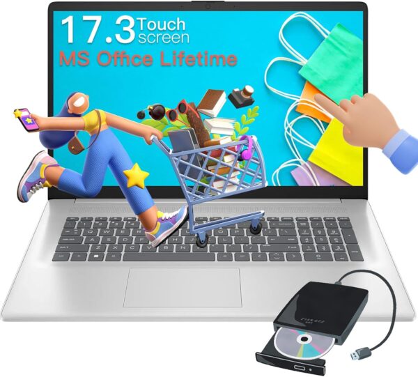 HP 17-inch Touchscreen Business Laptop - 17.3" Display, MS Office Lifetime, W/CD.DVD Drive, AMD Ryzen 5 7530U(Beats i7-1165G7, Up to 4.5Ghz), 32GB RAM 1TB SSD, Windows 11 Pro, Numeric Keypad - Image 2
