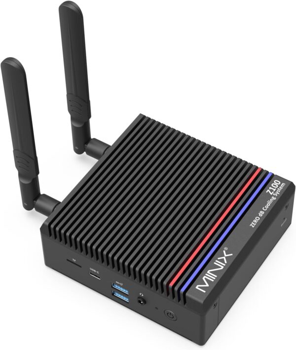 MINIX Z100-0dB Fanless Mini PC, Intel 12th Gen N100, 8GB DDR4, 256GB M.2 PCIe Gen3 x 4 NVMe SSD Windows 11 Pro Desktop Computer, 4K Dual Display/2.5G LAN/USB3.2/USB-C/Vesa Mount/Auto Power On - Image 2