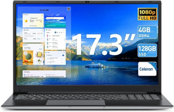 Naclud Windows 11 Laptops, 17.3 Inch Laptop Computer with Core i3 Processor, 4GB DDR3 128GB SSD(Expandable 1TB), 60800mWh Battery, FHD IPS Display, Type-C, HDMI, 5G WiFi, BT4.2, Webcam, USB3.2 - Image 2