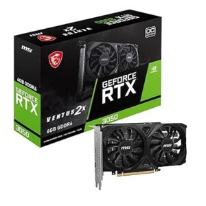 msi geforce rtx 3050 ventus 2x 6g oc pci e graphic card – nvidia geforce rtx 3050 gpu, 6gb gddr6 96 bit memory, 14 gbps, express 4 interface, up to 1492 mhz, dual fan – pcie